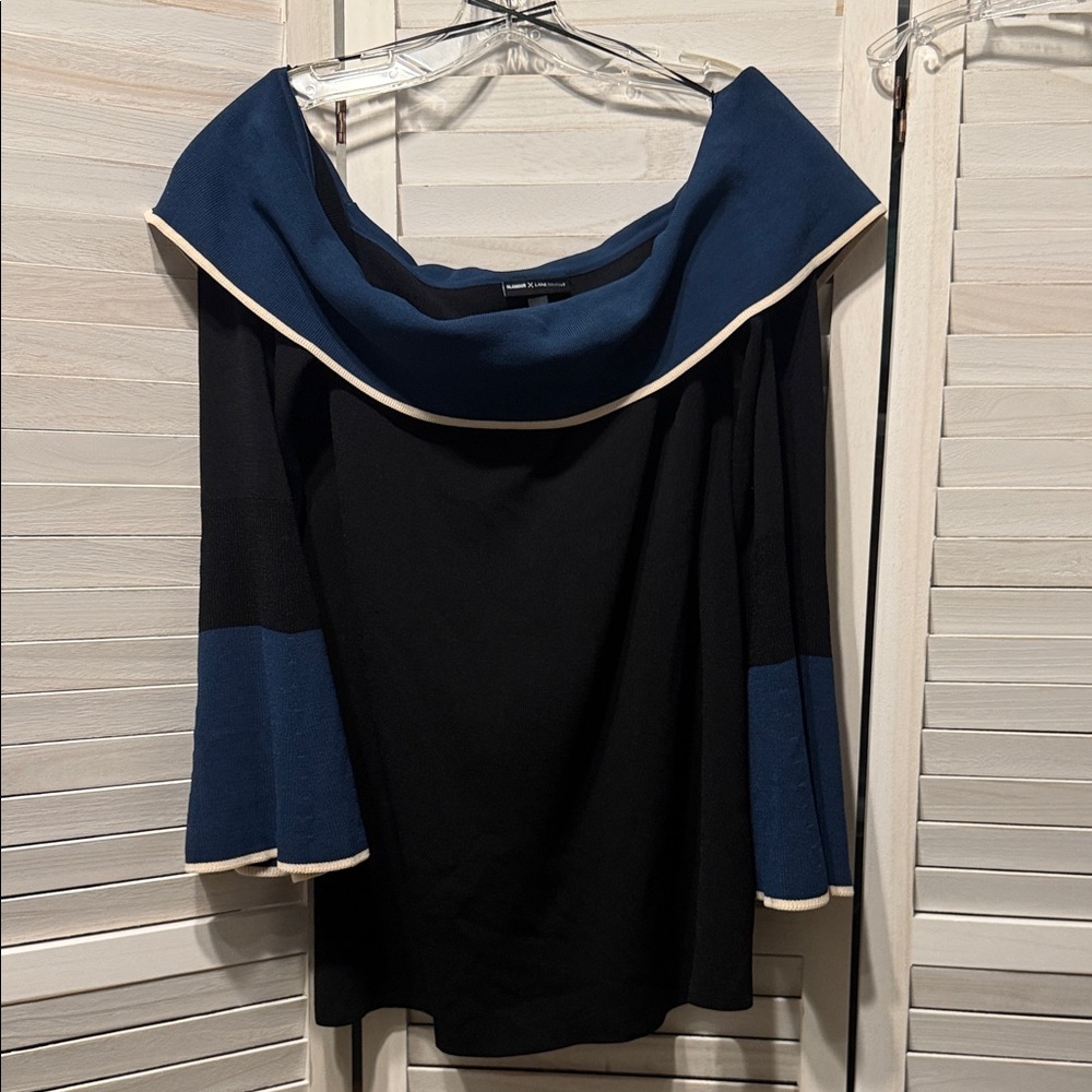 Lane Bryant Glamour X Black and Blue Off Shoulder Sweater. Size 18/20